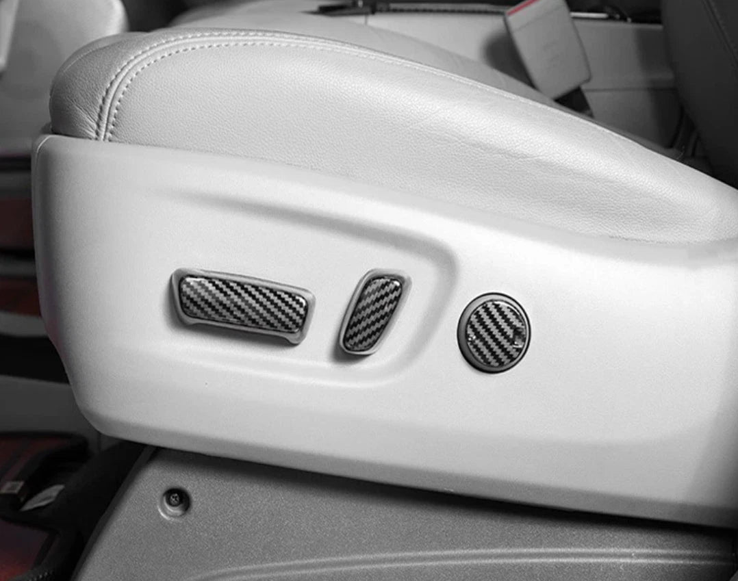 LHD Seat Adjust Lid Button Carbon Fiber Cover Trim for Toyota Sienna (2015-2020)