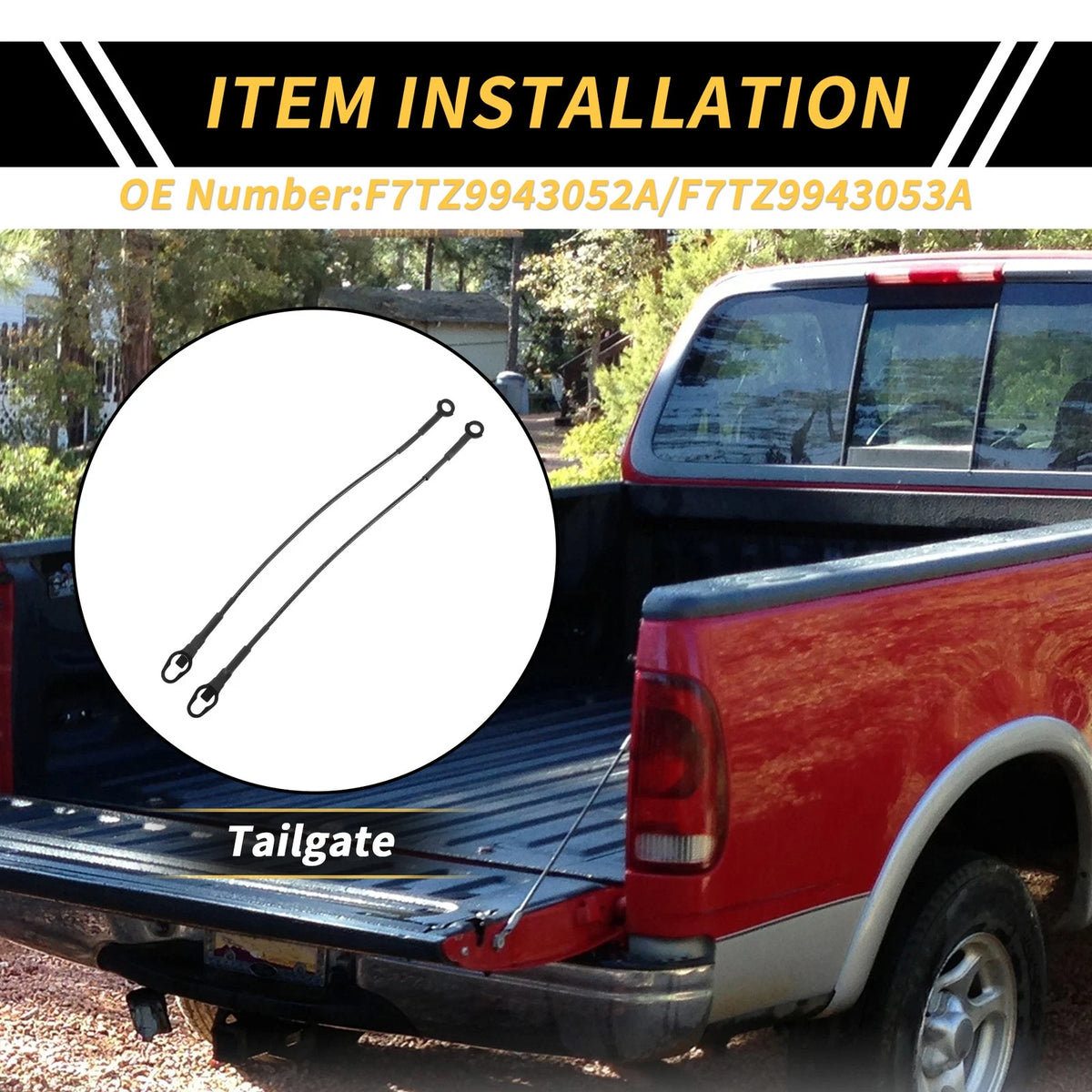 Tailgate Cables 2 x Support Cables for Ford F-150 F-250 F-350