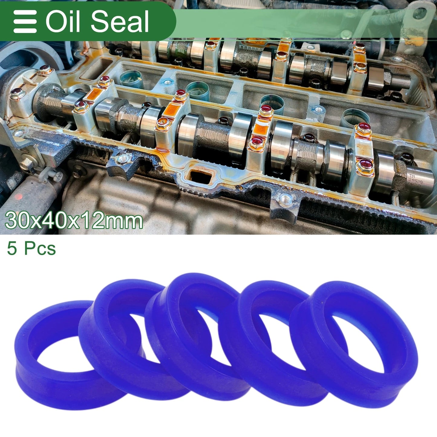 Oil Seal 30x40x12mm TPU Rotary Shaft Seal High Pressure Blue 5 Pcs