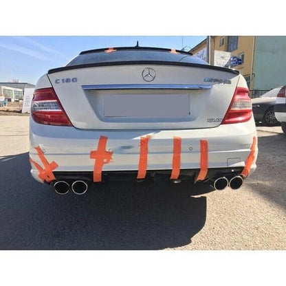 Rear Bumper Diffuser for Mercedes W204 C63 AMG Gloss Black (2007-2011)