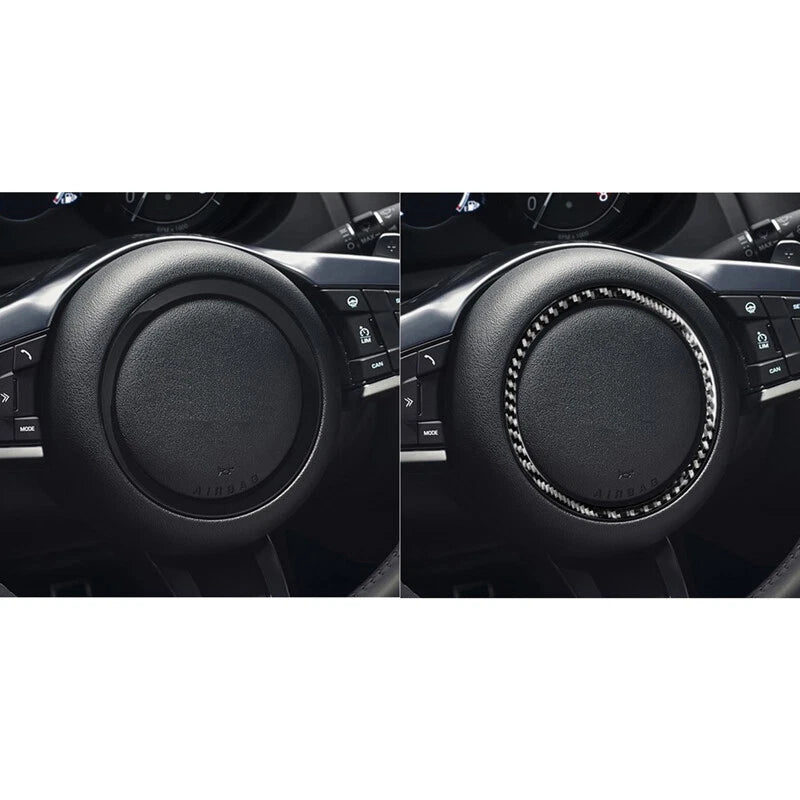 Real Carbon Fiber Steering Wheel Center Logo Trim fit For Jaguar XE XF 2016-2019