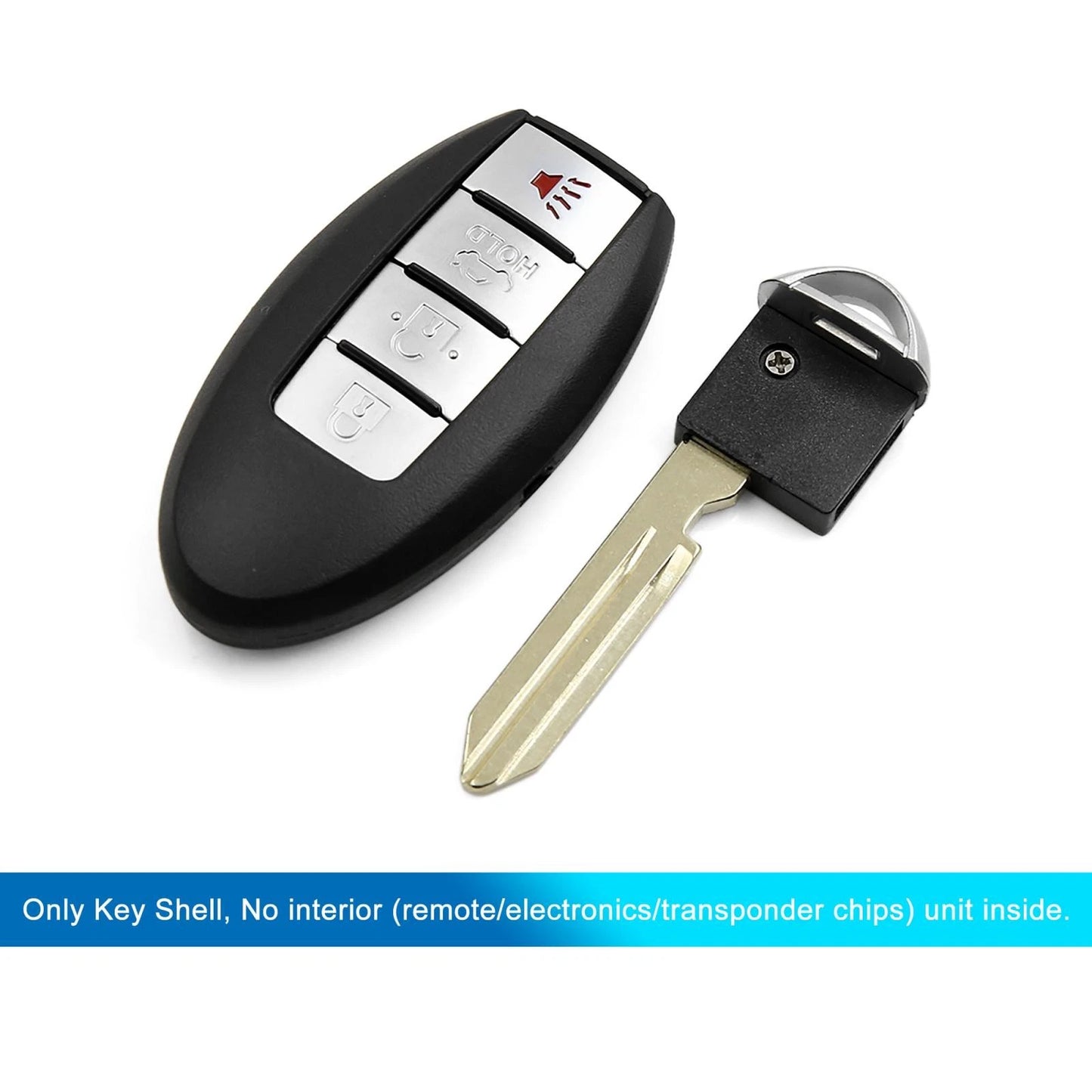 Key Fob Shell Case for Nissan Altima Maxima 4 Button Black (2002-2023)