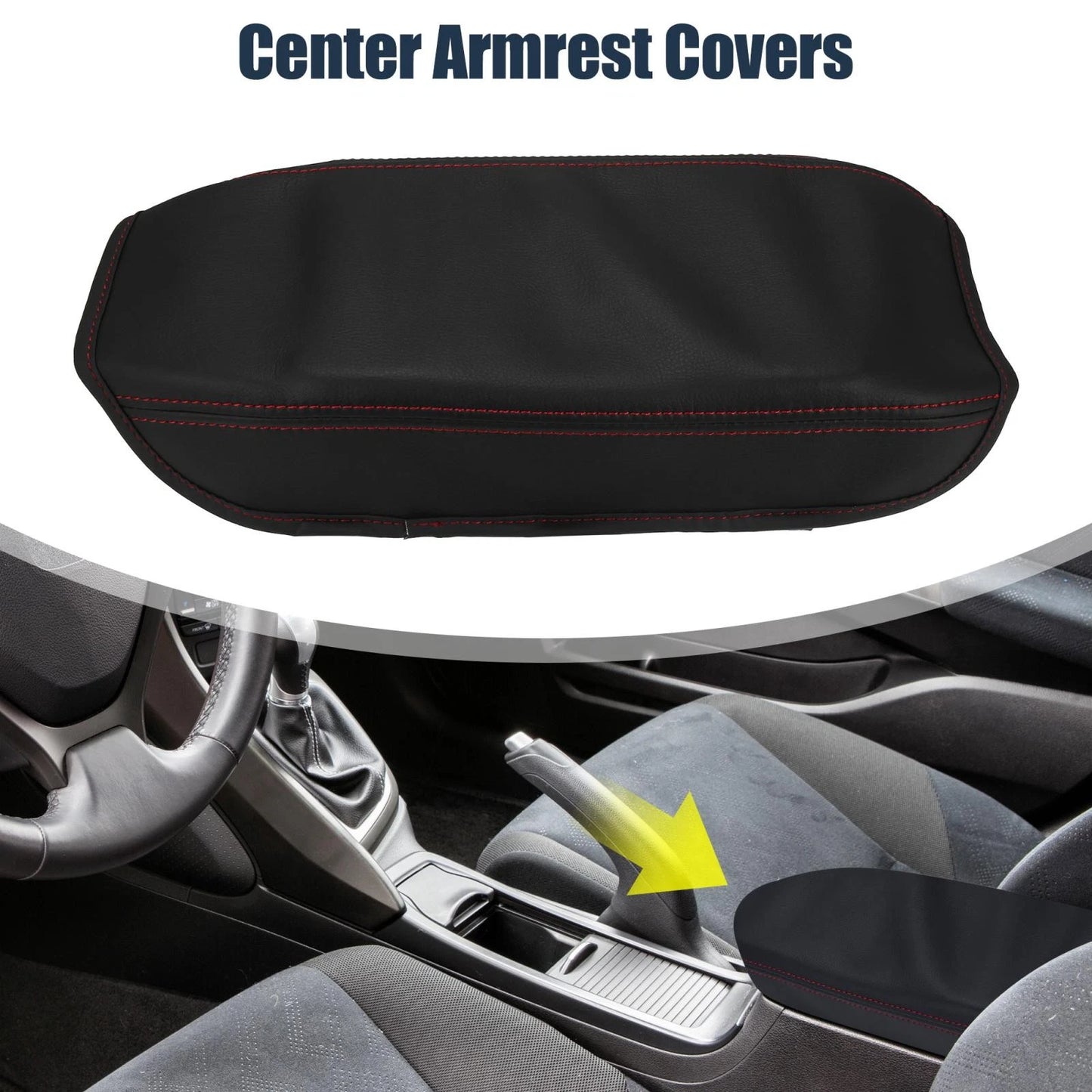Black Microfiber Leather Armrest Cover for Honda