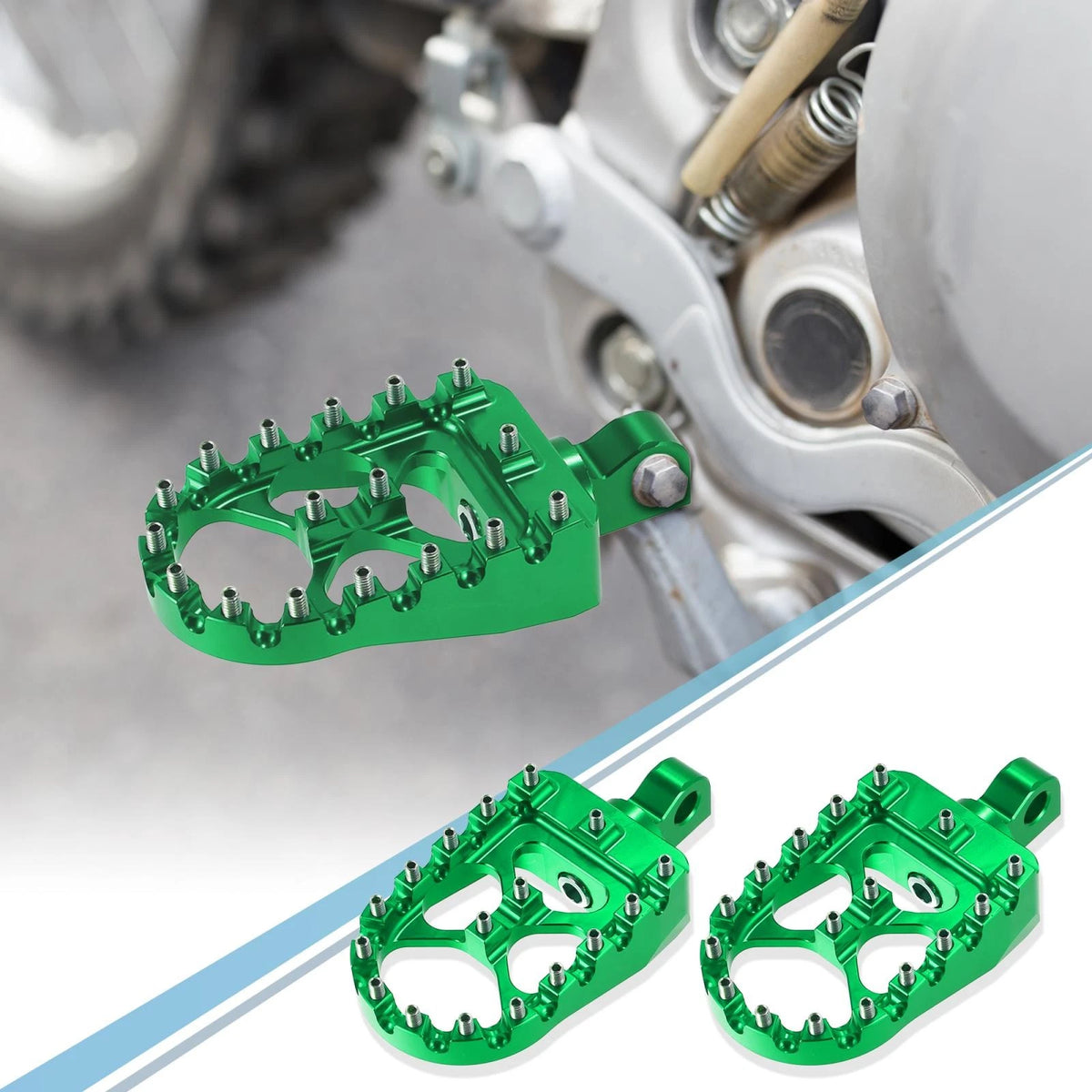 Pair Wide Foot Peg 360° Aluminum Alloy Foot Peg Green for Motorcycle