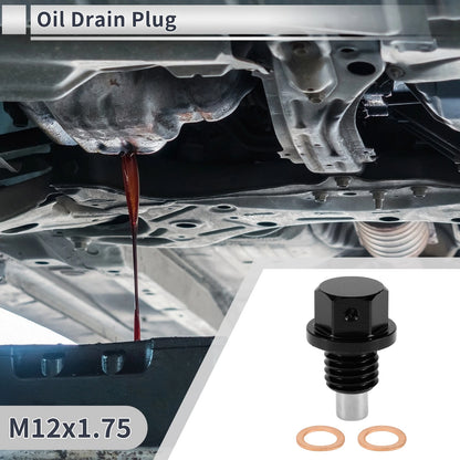 1 Set M12x1.75 Engine Oil Drain Plug with Gasket for Cars, Motorcycles, Boats