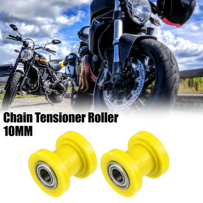 2 x 10mm Drive Chain Pulley Chain Tensioner Rubber Wheel for Motorcycle