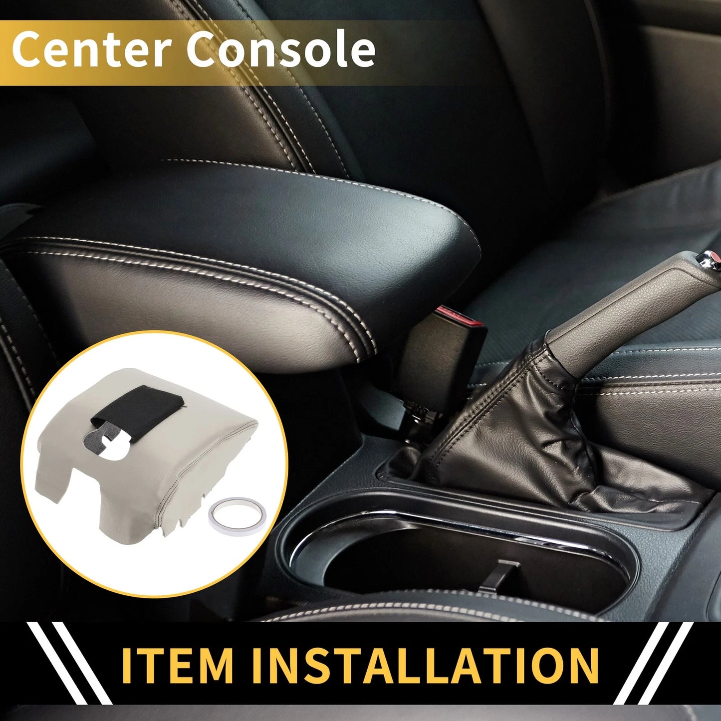 Console Lid Armrest Cover Microfiber Leather Grey for GMC Sierra 1500