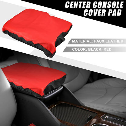 Waterproof Armrest Seat Box Cover for Ford F150 2015-2022 Black Red