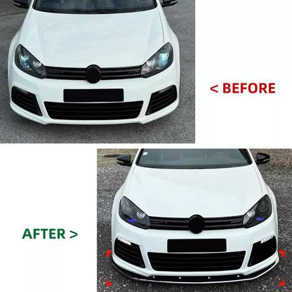 Front Bumper Spoiler Lip Splitter for VW Golf 6R MK6 (2010-2014)