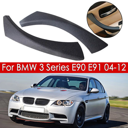 Right Side Black Inner & Outer Door Panel Handle Pull Trim Covers for BMW E90 (2007-2013)