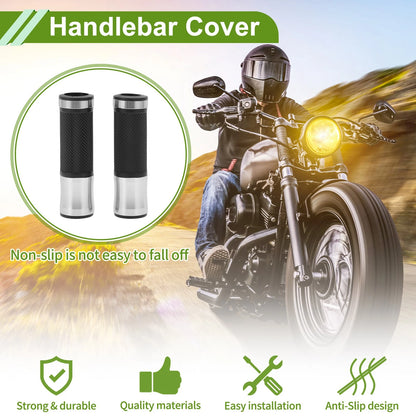 Handlebar Grips / 7/8" 22mm / Aluminum Alloy Silver Tone for Motorcycle