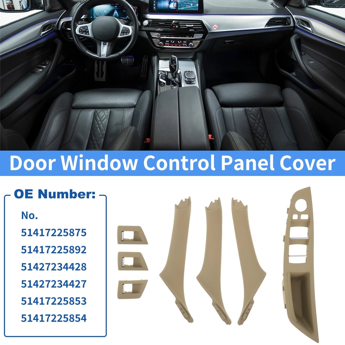 RHD Side Door Window Control Panel Cover for BMW 5 Series (2001-2010)