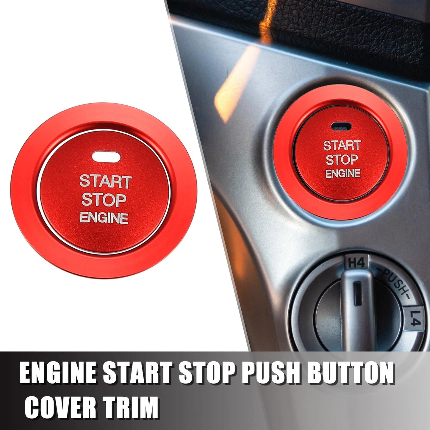 Engine Start Stop Push Button Cover Trim Sticker Kit Red for Subaru (2013–2022)