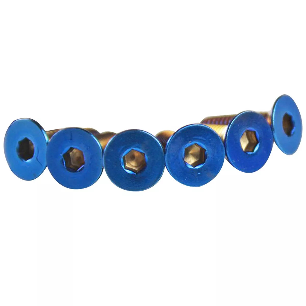 6 x Flat Head Burnt Titanium Blue Steering Wheel Bolts for Boss Kit