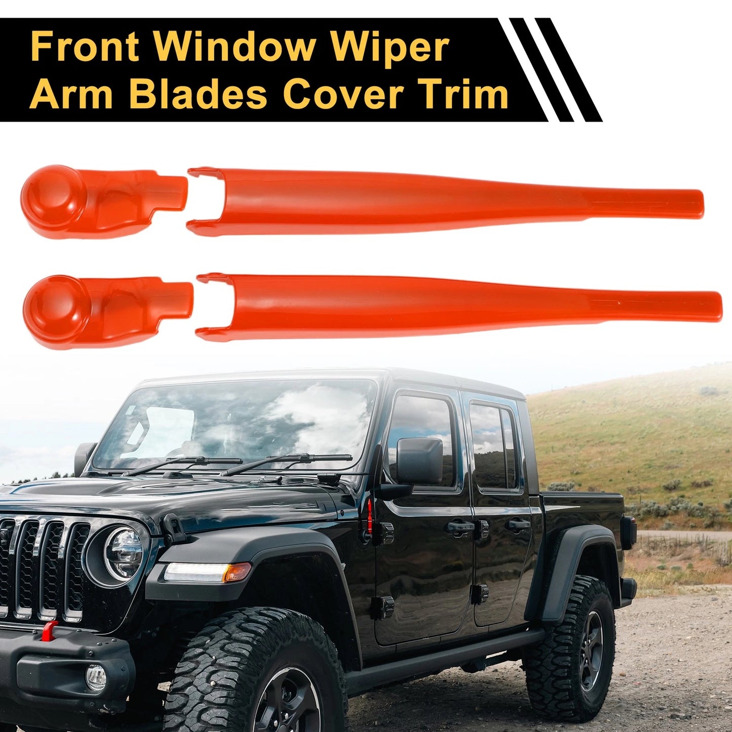 Front Window Wiper Arm Blades Cover Trim for Jeep Wrangler JL JLU (2018-2023)