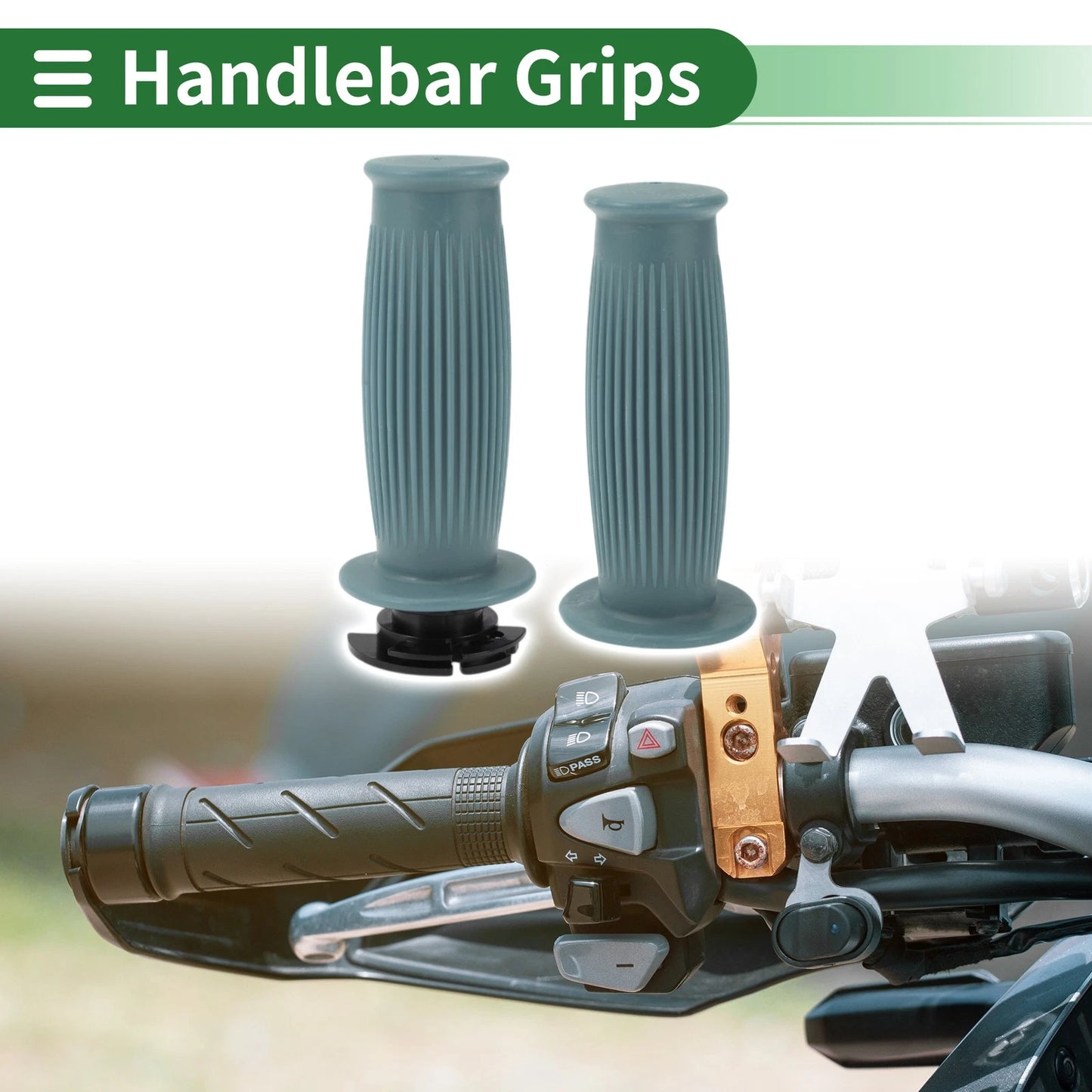 7/8 22mm Hand Grips Cover for Motorcycle Handle Bar Throttle Gray Blue