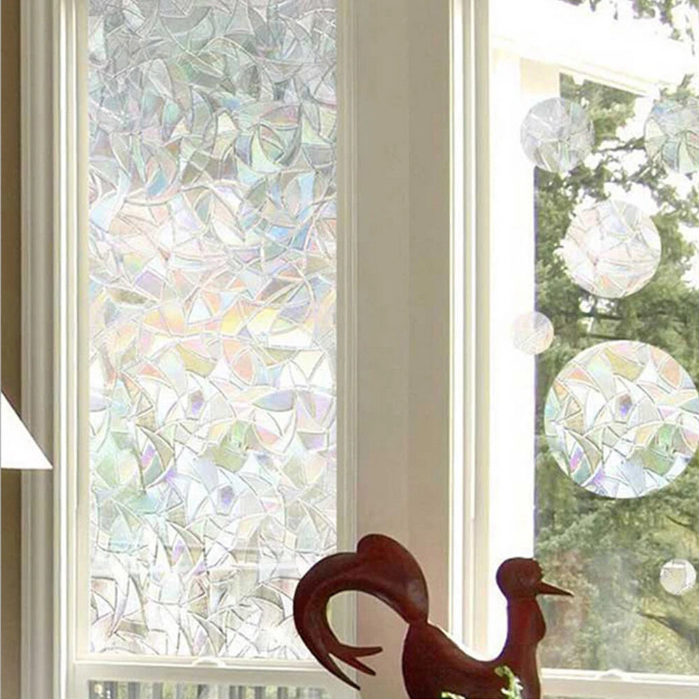 3D Rainbow Reflective Window Film Decorative Privacy Cling for Glass Sticker