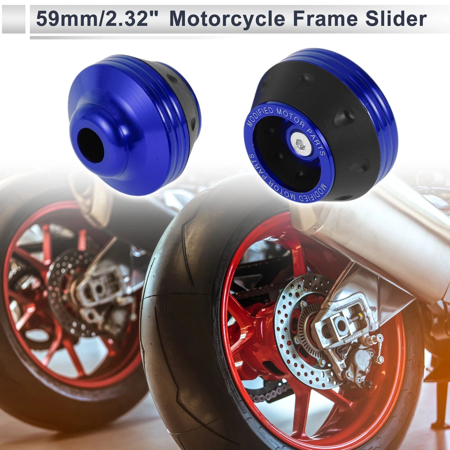2 x 15mm Aluminum Alloy Plastic Motorcycle Slider Frame Blue