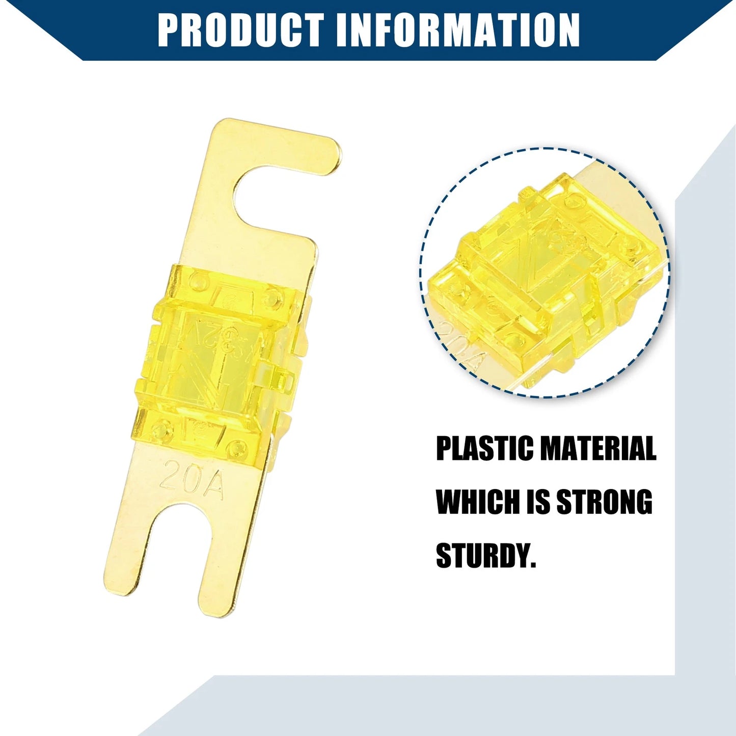 10 Pcs 20A Mini ANL Fuses for Car Motorcycle Gold Tone Yellow