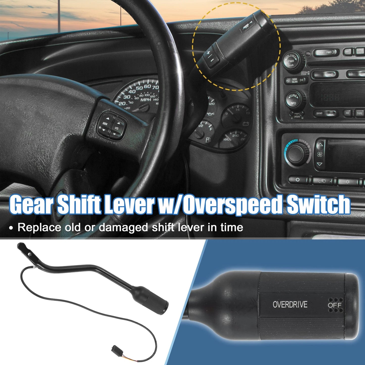 Transmission Gear Shift Lever w/Overdrive Switch for Ford F150 F250 F350 (92-97)