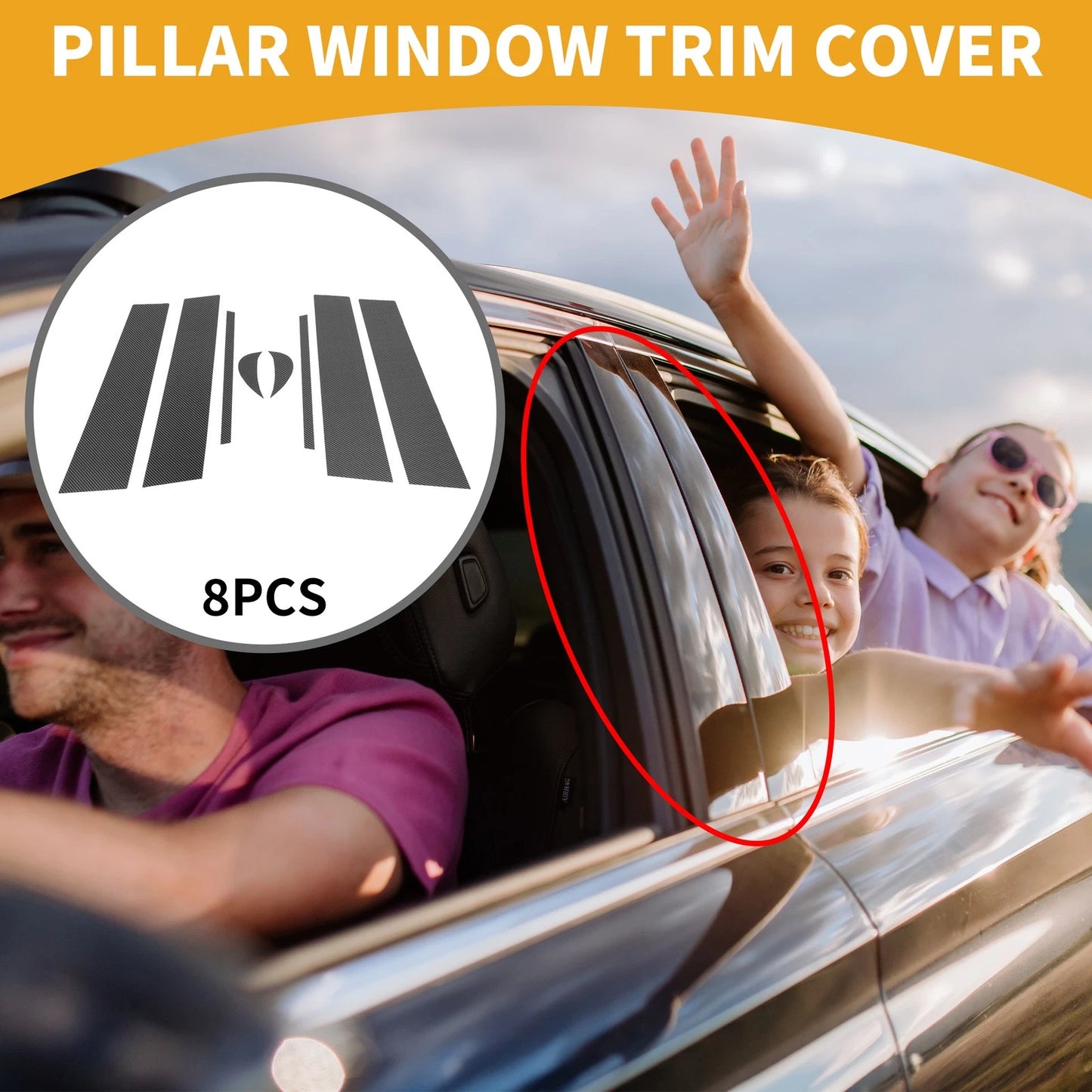 8 Pcs Pillar Window Trim Cover for Toyota Camry Black Carbon Fiber (2018–2021)