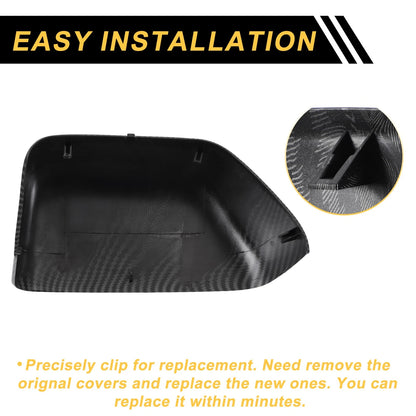 Rearview Mirror Cover Cap Black Carbon Fiber for Ford F-250 F-350 F-450 (2008-2023)