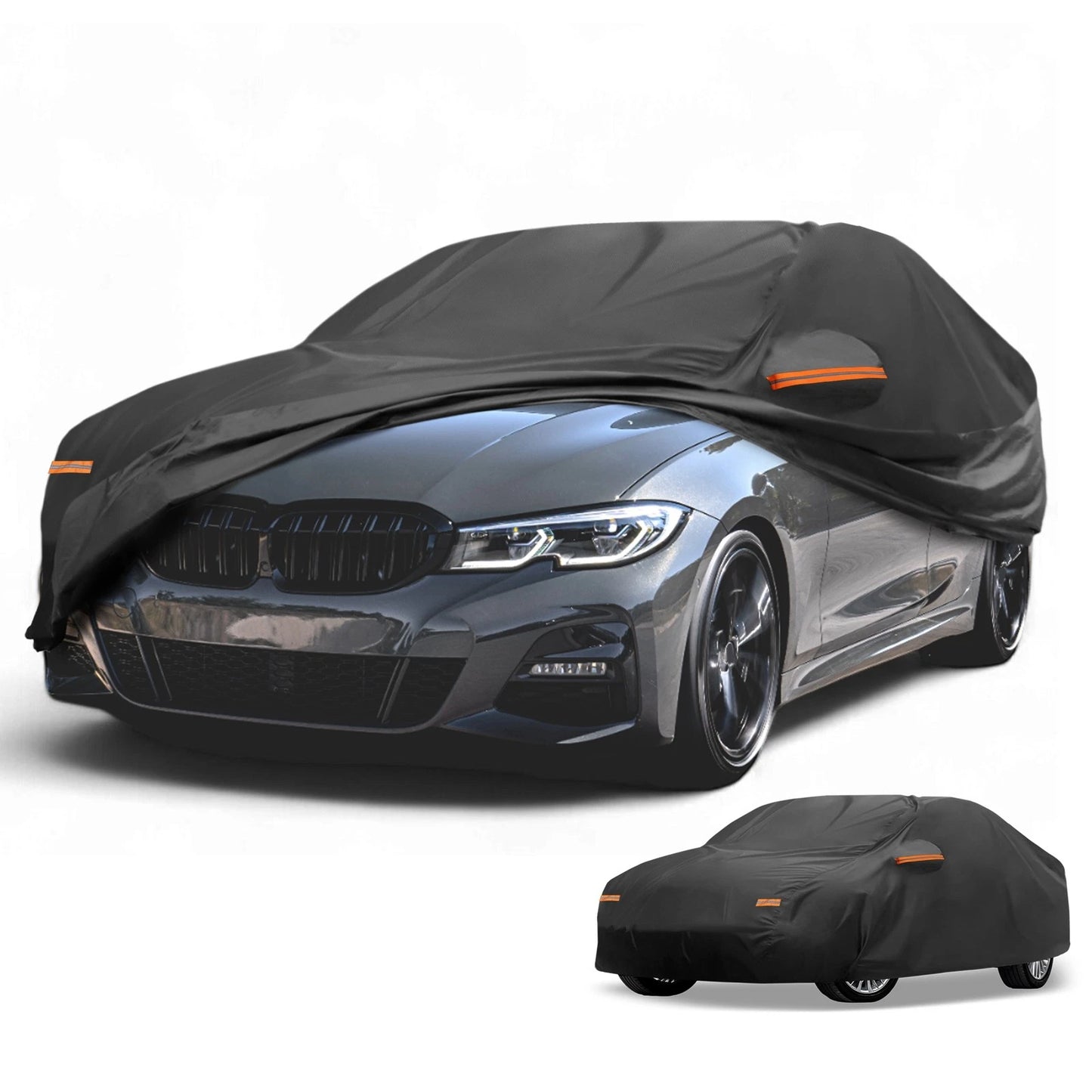 Waterproof All Weather Car Cover for BMW 3 Series (2016-2024) Black 210D-PU