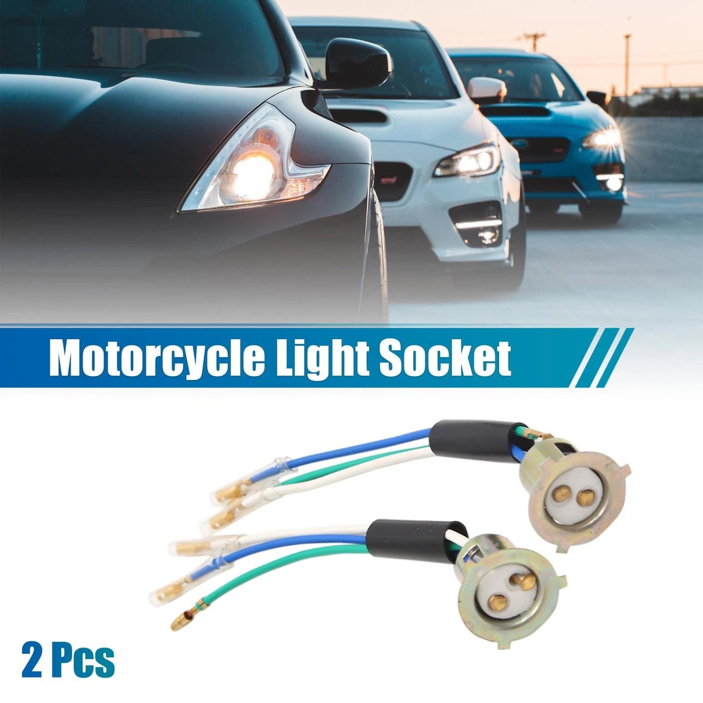 2 x 3 Wire Motorcycle Headlight Wires Harness Connector Sockets for JH70