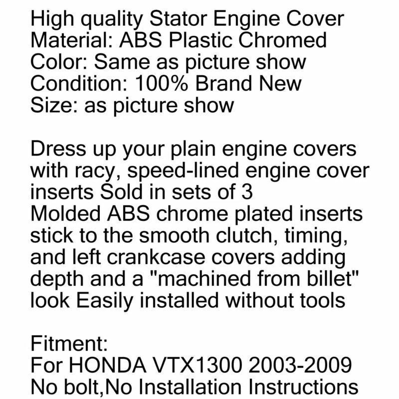 Engine Cover Insert for Honda VTX 1300 (2003-2009) - ABS Plastic Chrome