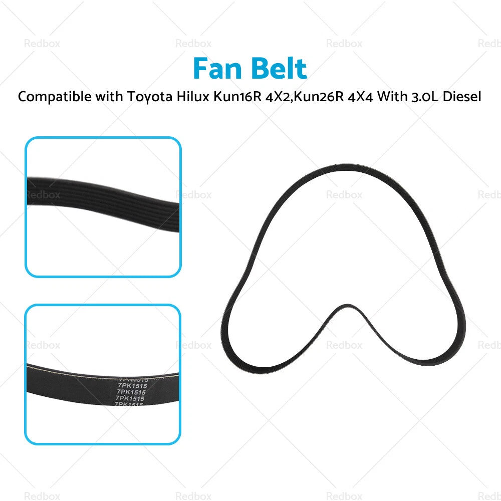 Drive Belt 7PK1515 for Toyota Hilux KUN16R KUN26R 3.0L Diesel (2005-2015)