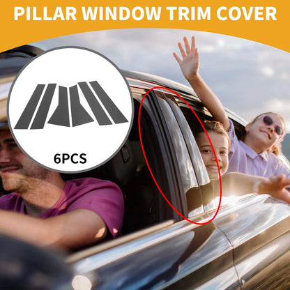 6 x Car Pillar Window Trim Covers for Honda CR-V (2012-2016) Black Carbon Fiber