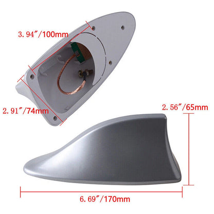 Universal Grey Shark Fin Roof Car Antenna for FM/AM Radio - Adhesive