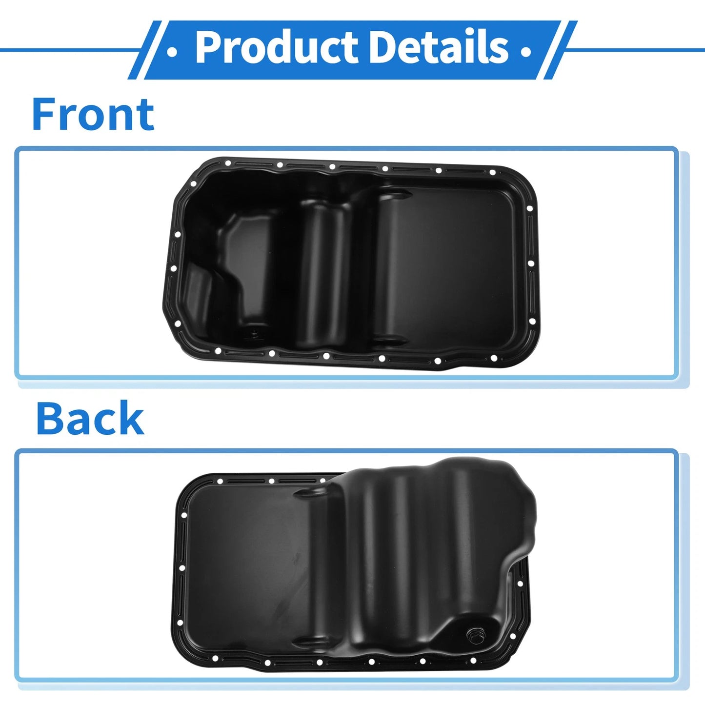 Engine Oil Pan for Toyota Pickup 1989-1995 V6 3.0, Steel Black (1989-1995)