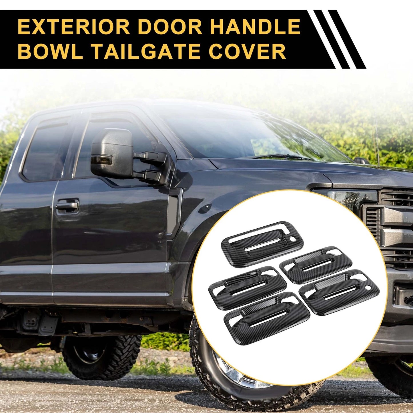 Exterior Door Handle Cover Set for Ford F-150 (2004-2014) Carbon Fiber Black
