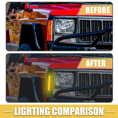 LED Side Marker Light for Jeep Cherokee (2014-2023) - Amber, Black, 1 Pair
