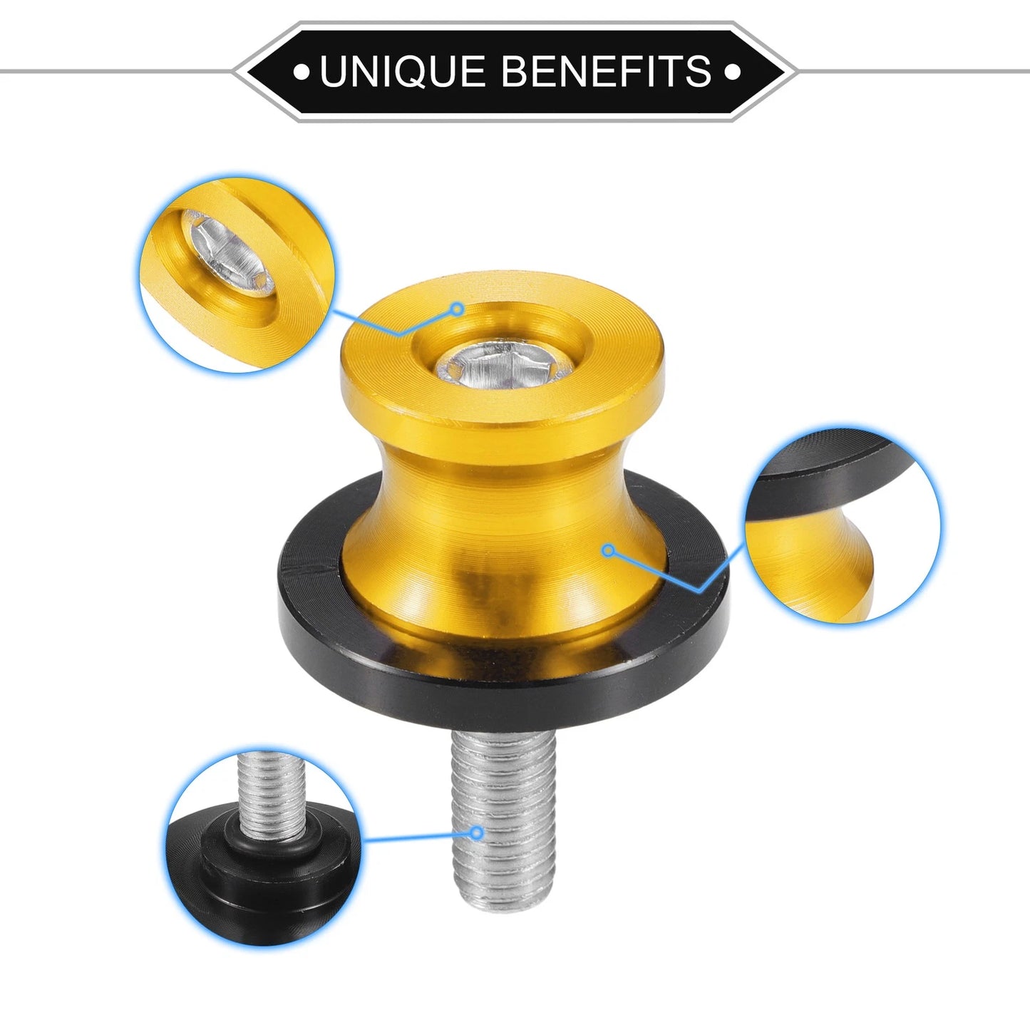 Pair Motorbike Swingarm Spools 8mm Sliders Stand Gold Tone for Make Model