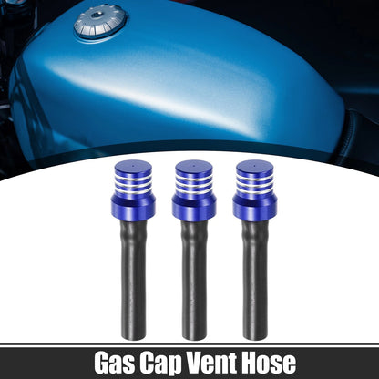 3 x Motorcycle Fuel Gas Tank Cap Tube Air Vent Breather Valve Hose Tube Blue