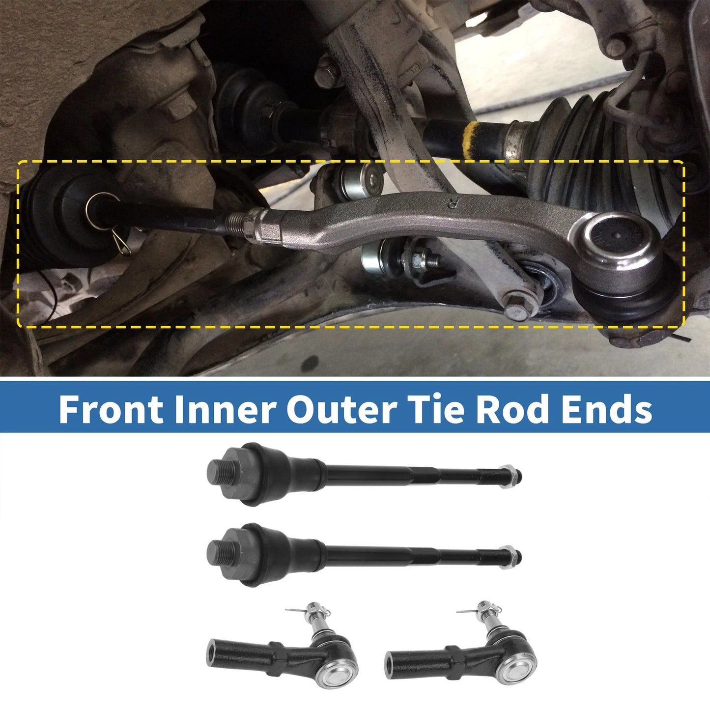 4x Front Inner/Outer Tie Rod End Link for GMC Sierra 2500HD (2011 - 2019)