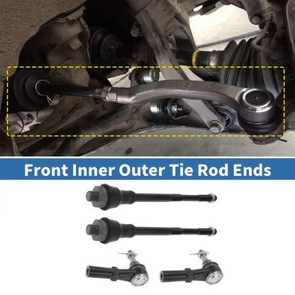 4x Front Inner/Outer Tie Rod End Link for GMC Sierra 2500HD (2011 - 2019)