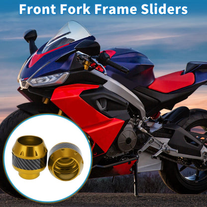2 x Frame Sliders Falling Protection Aluminum Alloy Gold Tone for Motorcycle