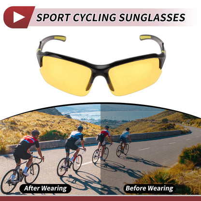 Motorcycle Riding Goggles Yellow Lens Black Frame Tri-acetel PC for Motorcycle
