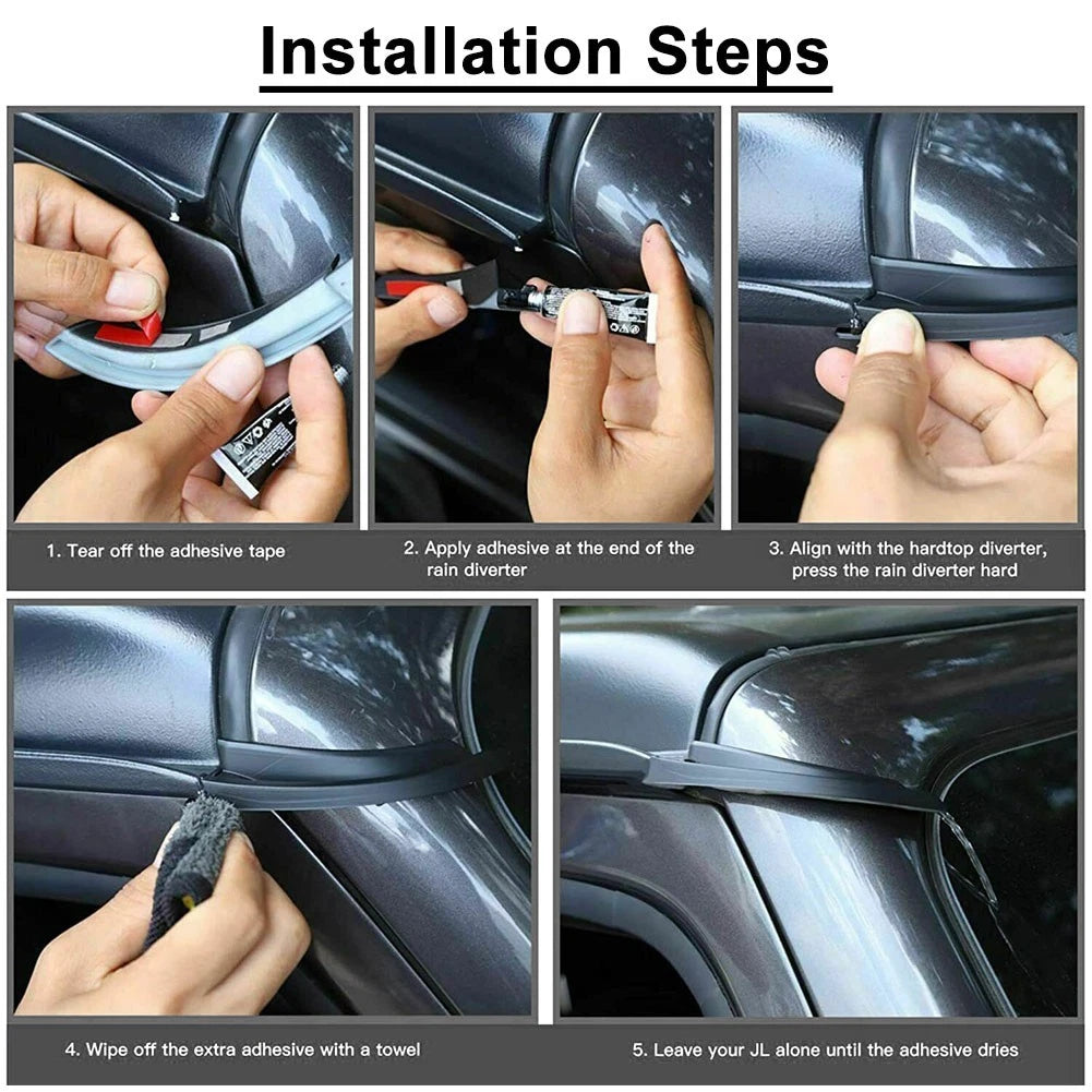 2 x Water Rain Gutter Extension Trim Covers for Jeep Wrangler JL (2018-2021)