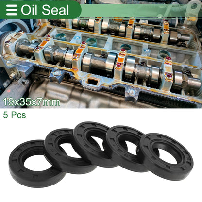 Oil Seal / 19x35x7mm / Seal Ring Rotary Shaft Seal NBR Black 5 Pcs