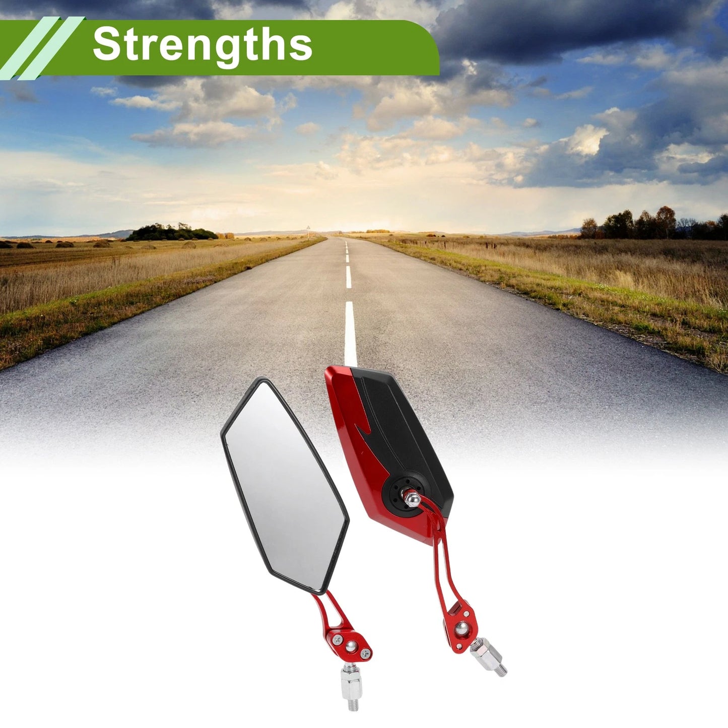 Rear View Mirror Polygonal Shape Black Red Aluminum Alloy for Motorcycle
