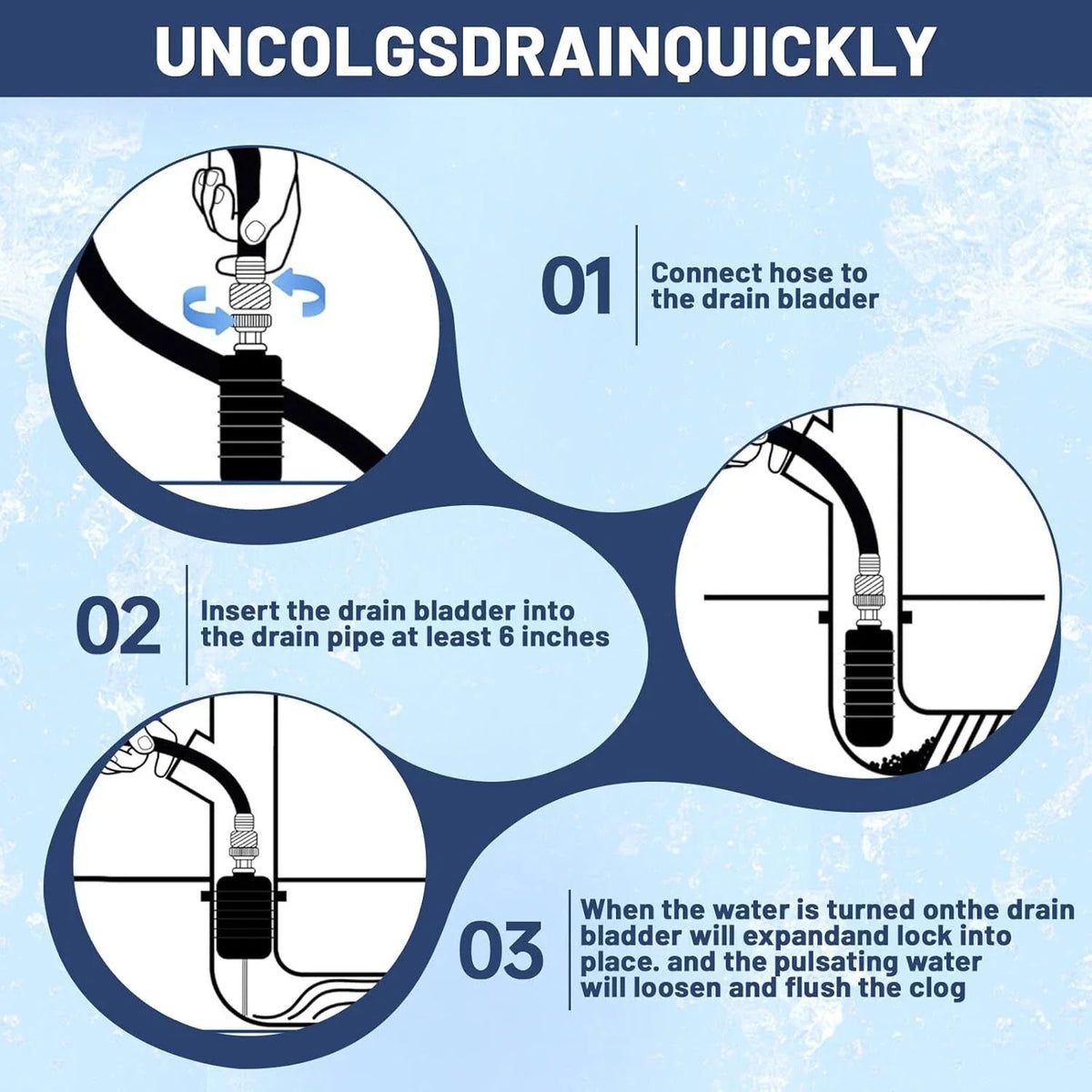 Drain Cleaning Bladder Kit for 1-6 IN Pipes