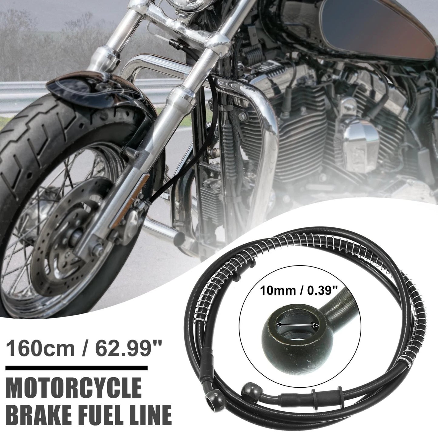 Braided Brake Clutch Oil Hoses 160cm 10mm for Motorcycle