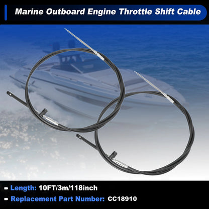 2 x 10FT GEN2 Throttle Shift Cable for Mercury Engine CC189