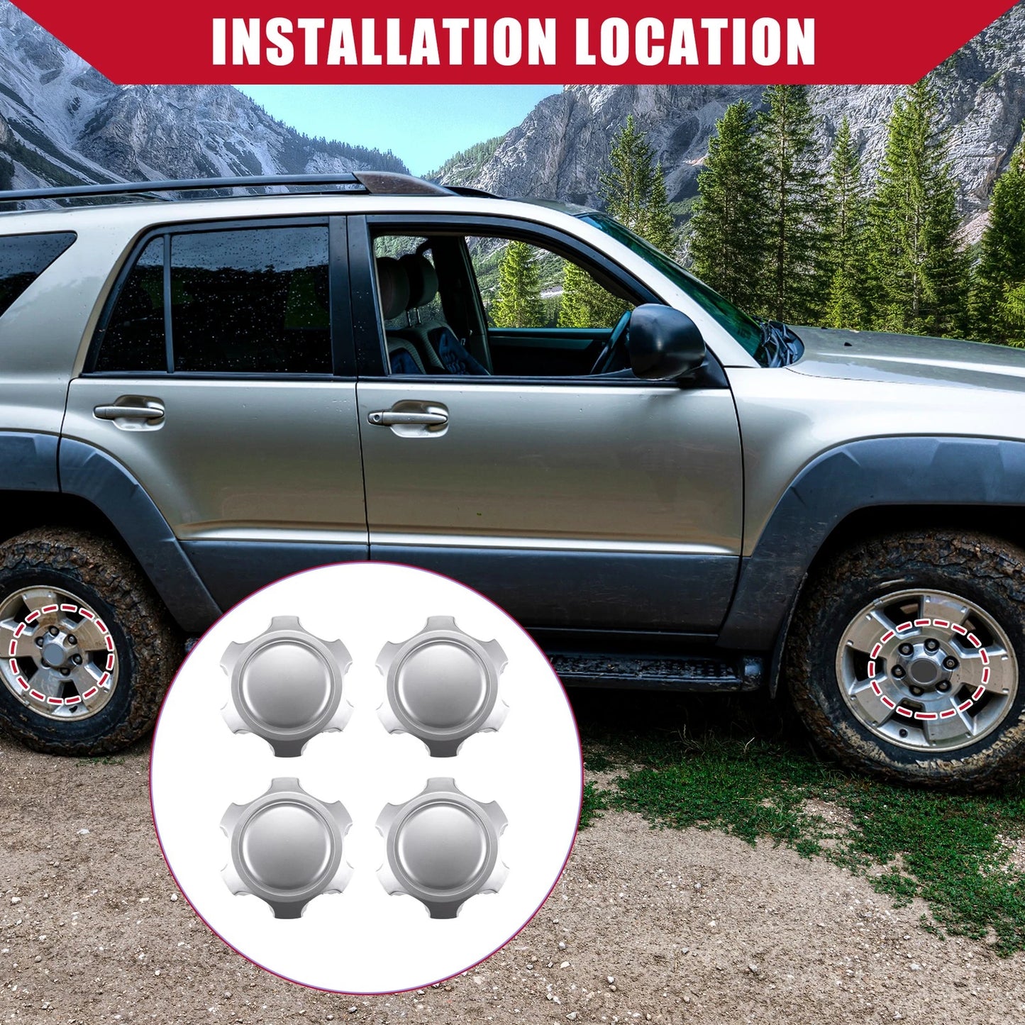 4 Pcs Wheel Hub Center Caps for Toyota 4Runner (1996-2002)