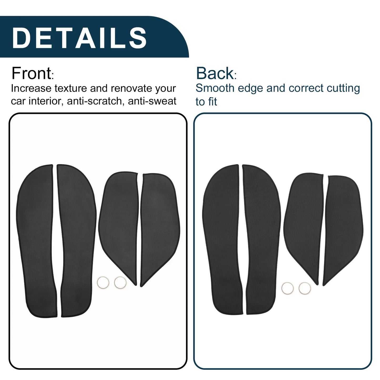 Car Door Leather Anti Kick Pad Sticker for BMW X5 (2014-2018) 1 Set Black