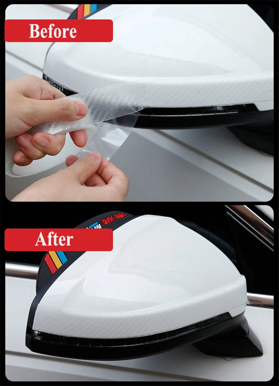 Clear Protective Film Sticker Guard for Car Door Sill, Mirror, Bumper - Carbon Fiber